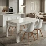 Βρες το Σετ τραπεζαρία 5τμχ Darlen - Viva Megapap χρώμα λευκό εφέ μαρμάρου - λευκό/φυσικό πόδι 125x72x74εκ. σε μοναδική τιμή στο clickforshop.gr