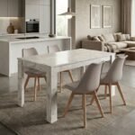 Βρες το Σετ τραπεζαρία 5τμχ Darlen - Viva Megapap χρώμα λευκό εφέ μαρμάρου - cappuccino 125x72x74εκ. σε μοναδική τιμή στο clickforshop.gr