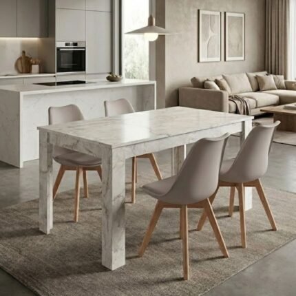 Βρες το Σετ τραπεζαρία 5τμχ Darlen - Viva Megapap χρώμα λευκό εφέ μαρμάρου - cappuccino 125x72x74εκ. σε μοναδική τιμή στο clickforshop.gr