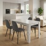 Βρες το Σετ τραπεζαρία 5τμχ Darlen - Iris Megapap χρώμα λευκό εφέ μαρμάρου - γκρι 125x72x74εκ. σε μοναδική τιμή στο clickforshop.gr