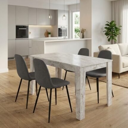 Βρες το Σετ τραπεζαρία 5τμχ Darlen - Iris Megapap χρώμα λευκό εφέ μαρμάρου - γκρι 125x72x74εκ. σε μοναδική τιμή στο clickforshop.gr