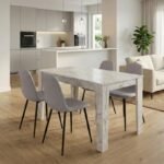 Βρες το Σετ τραπεζαρία 5τμχ Darlen - Iris Megapap χρώμα λευκό εφέ μαρμάρου - ανοιχτό μπεζ 125x72x74εκ. σε μοναδική τιμή στο clickforshop.gr