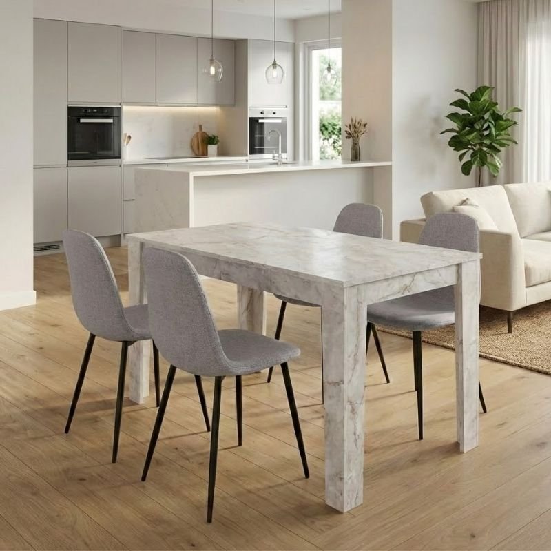 Σετ τραπεζαρία 5τμχ Darlen - Iris Megapap χρώμα λευκό εφέ μαρμάρου - ανοιχτό μπεζ 125x72x74εκ. Βρες το Σετ τραπεζαρία 5τμχ Darlen - Iris Megapap χρώμα λευκό εφέ μαρμάρου - ανοιχτό μπεζ 125x72x74εκ. σε μοναδική τιμή στο clickforshop.gr