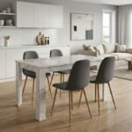 Βρες το Σετ τραπεζαρία 5τμχ Darlen - Iris Megapap χρώμα λευκό εφέ μαρμάρου - γκρι/φυσικό πόδι 125x72x74εκ. σε μοναδική τιμή στο clickforshop.gr