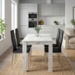 Βρες το Σετ τραπεζαρία 5τμχ Darlen - Rosa Megapap χρώμα λευκό εφέ μαρμάρου - μαύρο/χρωμίου πόδι 125x72x74εκ. σε μοναδική τιμή στο clickforshop.gr