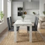 Βρες το Σετ τραπεζαρία 5τμχ Darlen - Rosa Megapap χρώμα λευκό εφέ μαρμάρου - γκρι/χρωμίου πόδι 125x72x74εκ. σε μοναδική τιμή στο clickforshop.gr