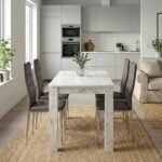 Βρες το Σετ τραπεζαρία 5τμχ Darlen - Rosa Megapap χρώμα λευκό εφέ μαρμάρου - καφέ/χρωμίου πόδι 125x72x74εκ. σε μοναδική τιμή στο clickforshop.gr