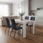 Βρες το Σετ τραπεζαρία 5τμχ Darlen - Fina Megapap χρώμα λευκό εφέ μαρμάρου - ανθρακί 125x72x74εκ. σε μοναδική τιμή στο clickforshop.gr