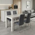 Βρες το Σετ τραπεζαρία 5τμχ Darlen - Alma Megapap χρώμα λευκό εφέ μαρμάρου - γκρι 125x72x74εκ. σε μοναδική τιμή στο clickforshop.gr