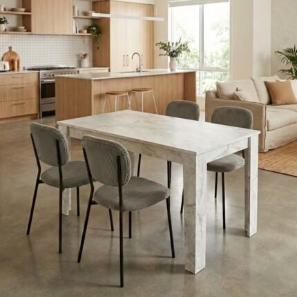 Βρες το Σετ τραπεζαρία 5τμχ Darlen - Kevin Megapap χρώμα λευκό εφέ μαρμάρου - λαδί 125x72x74εκ. σε μοναδική τιμή στο clickforshop.gr