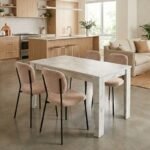 Βρες το Σετ τραπεζαρία 5τμχ Darlen - Kevin Megapap χρώμα λευκό εφέ μαρμάρου - μόκα 125x72x74εκ. σε μοναδική τιμή στο clickforshop.gr