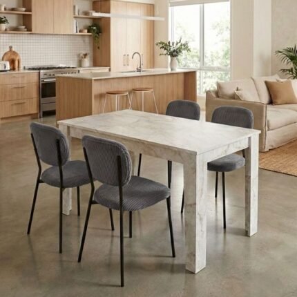 Βρες το Σετ τραπεζαρία 5τμχ Darlen - Kevin Megapap χρώμα λευκό εφέ μαρμάρου - γκρι 125x72x74εκ. σε μοναδική τιμή στο clickforshop.gr