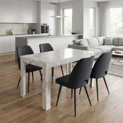 Βρες το Σετ τραπεζαρία 5τμχ Darlen - Christy Megapap χρώμα λευκό εφέ μαρμάρου - ανθρακί 125x72x74εκ. σε μοναδική τιμή στο clickforshop.gr