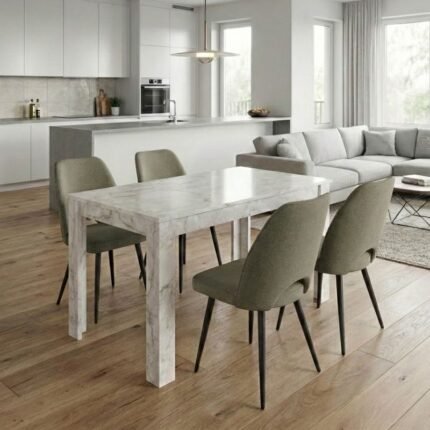 Βρες το Σετ τραπεζαρία 5τμχ Darlen - Christy Megapap χρώμα λευκό εφέ μαρμάρου - λαδί 125x72x74εκ. σε μοναδική τιμή στο clickforshop.gr