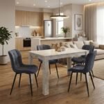 Βρες το Σετ τραπεζαρία 5τμχ Darlen - Chiara Megapap χρώμα λευκό εφέ μαρμάρου - ανθρακί 125x72x74εκ. σε μοναδική τιμή στο clickforshop.gr