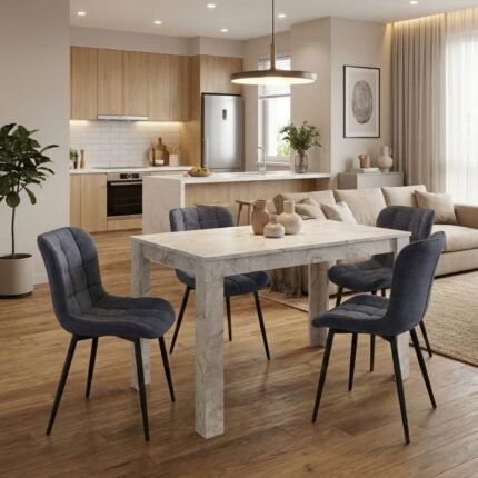 Βρες το Σετ τραπεζαρία 5τμχ Darlen - Chiara Megapap χρώμα λευκό εφέ μαρμάρου - ανθρακί 125x72x74εκ. σε μοναδική τιμή στο clickforshop.gr