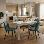 Βρες το Σετ τραπεζαρία 5τμχ Darlen - Chiara Megapap χρώμα λευκό εφέ μαρμάρου - πράσινο 125x72x74εκ. σε μοναδική τιμή στο clickforshop.gr