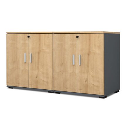 Βρες το Ντουλάπι γραφείου με κλειδαριά επαγγελματικό Venturo Megapap χρώμα ανθρακί - φυσικό οξιάς 160x40x80εκ. σε μοναδική τιμή στο clickforshop.gr