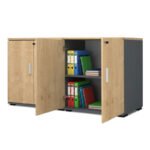 Ντουλάπι γραφείου με κλειδαριά επαγγελματικό Venturo Megapap χρώμα ανθρακί - φυσικό οξιάς 160x40x80εκ. - Image 3