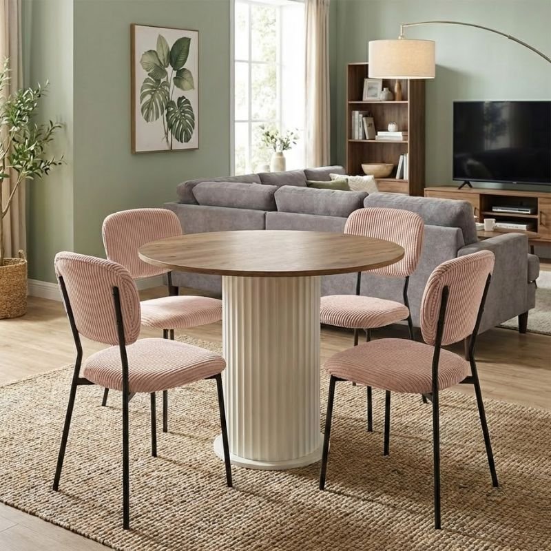 Σετ τραπεζαρία 5τμχ Bohema - Kevin Megapap χρώμα ivory/sepet oak - μόκα Ø90x77 Βρες το Σετ τραπεζαρία 5τμχ Bohema - Kevin Megapap χρώμα ivory/sepet oak - μόκα Ø90x77