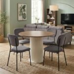 Βρες το Σετ τραπεζαρία 5τμχ Bohema - Kevin Megapap χρώμα ivory/sepet oak - γκρι Ø90x77