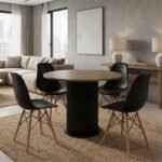 Βρες το Σετ τραπεζαρία 5τμχ Bohema - Nova Megapap χρώμα μαύρο/sepet oak - μαύρο Ø90x77