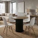 Βρες το Σετ τραπεζαρία 5τμχ Bohema - Nova Megapap χρώμα μαύρο/sepet oak - λευκό Ø90x77