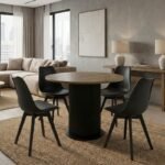 Βρες το Σετ τραπεζαρία 5τμχ Bohema - Viva Megapap χρώμα μαύρο/sepet oak - μαύρο Ø90x77