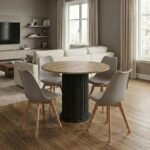 Βρες το Σετ τραπεζαρία 5τμχ Bohema - Viva Megapap χρώμα μαύρο/sepet oak - cappuccino Ø90x77