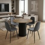 Βρες το Σετ τραπεζαρία 5τμχ Bohema - Iris Megapap χρώμα μαύρο/sepet oak - γκρι Ø90x77