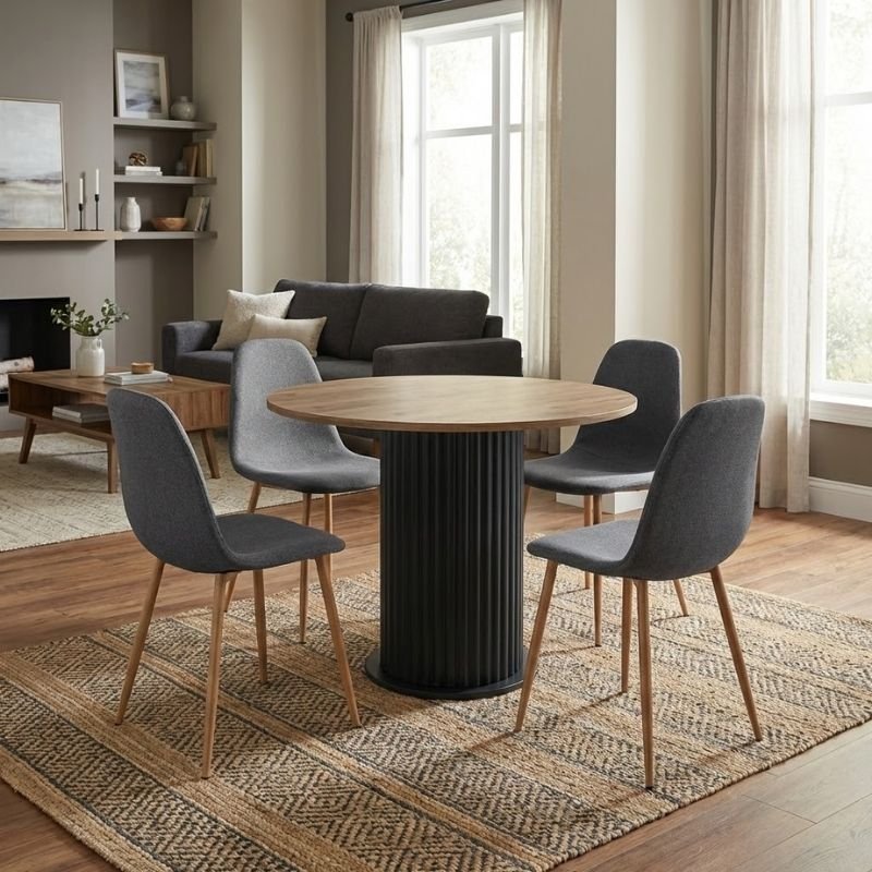 Σετ τραπεζαρία 5τμχ Bohema - Iris Megapap χρώμα μαύρο/sepet oak - γκρι/φυσικό πόδι Ø90x77 Βρες το Σετ τραπεζαρία 5τμχ Bohema - Iris Megapap χρώμα μαύρο/sepet oak - γκρι/φυσικό πόδι Ø90x77