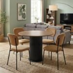 Βρες το Σετ τραπεζαρία 5τμχ Bohema - Kevin Megapap χρώμα μαύρο/sepet oak - μουσταρδί Ø90x77