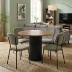 Βρες το Σετ τραπεζαρία 5τμχ Bohema - Kevin Megapap χρώμα μαύρο/sepet oak - λαδί Ø90x77