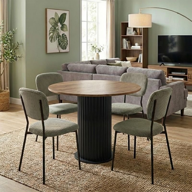 Σετ τραπεζαρία 5τμχ Bohema - Kevin Megapap χρώμα μαύρο/sepet oak - λαδί Ø90x77 Βρες το Σετ τραπεζαρία 5τμχ Bohema - Kevin Megapap χρώμα μαύρο/sepet oak - λαδί Ø90x77