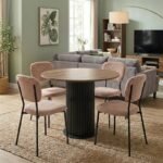 Βρες το Σετ τραπεζαρία 5τμχ Bohema - Kevin Megapap χρώμα μαύρο/sepet oak - μόκα Ø90x77