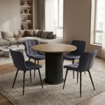 Βρες το Σετ τραπεζαρία 5τμχ Bohema - Chiara Megapap χρώμα μαύρο/sepet oak - ανθρακί Ø90x77