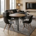 Βρες το Σετ τραπεζαρία 5τμχ Xana - Nova Megapap χρώμα sepet oak - μαύρο Ø90x77