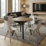 Βρες το Σετ τραπεζαρία 5τμχ Xana - Nova Megapap χρώμα sepet oak - λευκό Ø90x77