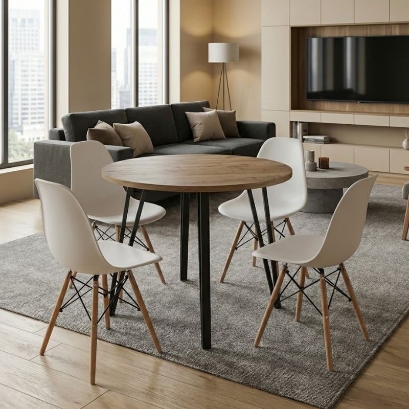 Σετ τραπεζαρία 5τμχ Xana - Nova Megapap χρώμα sepet oak - λευκό Ø90x77 Βρες το Σετ τραπεζαρία 5τμχ Xana - Nova Megapap χρώμα sepet oak - λευκό Ø90x77