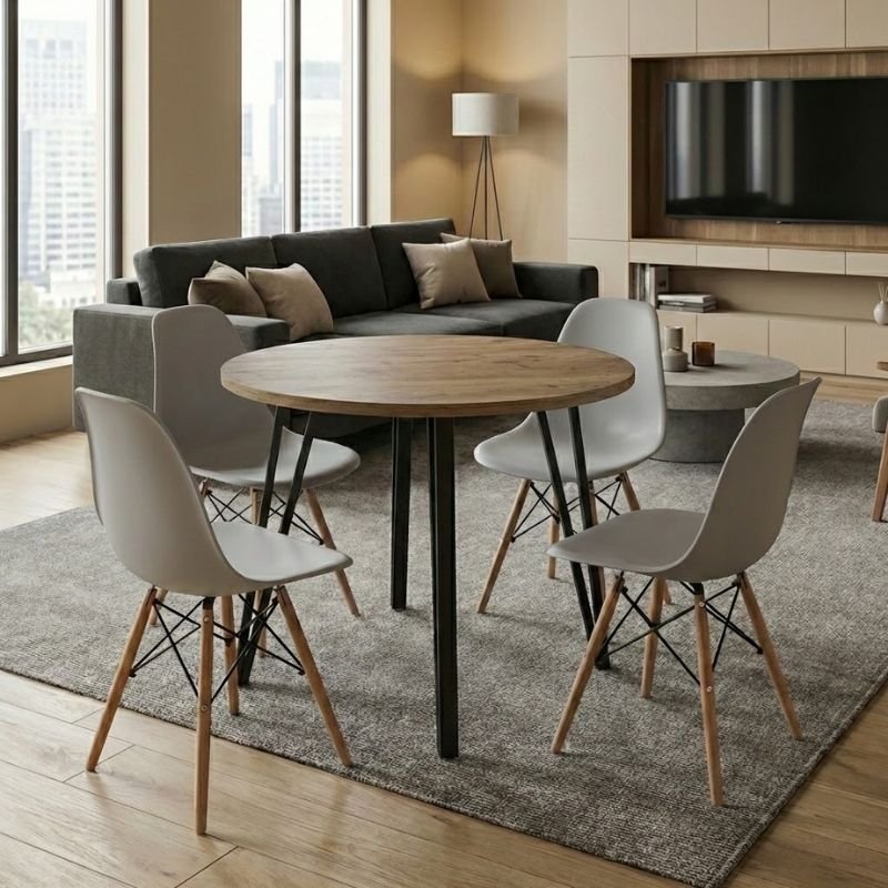 Σετ τραπεζαρία 5τμχ Xana - Nova Megapap χρώμα sepet oak - γκρι Ø90x77 Βρες το Σετ τραπεζαρία 5τμχ Xana - Nova Megapap χρώμα sepet oak - γκρι Ø90x77