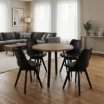 Βρες το Σετ τραπεζαρία 5τμχ Xana - Viva Megapap χρώμα sepet oak - μαύρο Ø90x77