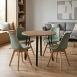 Βρες το Σετ τραπεζαρία 5τμχ Xana - Viva Megapap χρώμα sepet oak - φυστικί Ø90x77