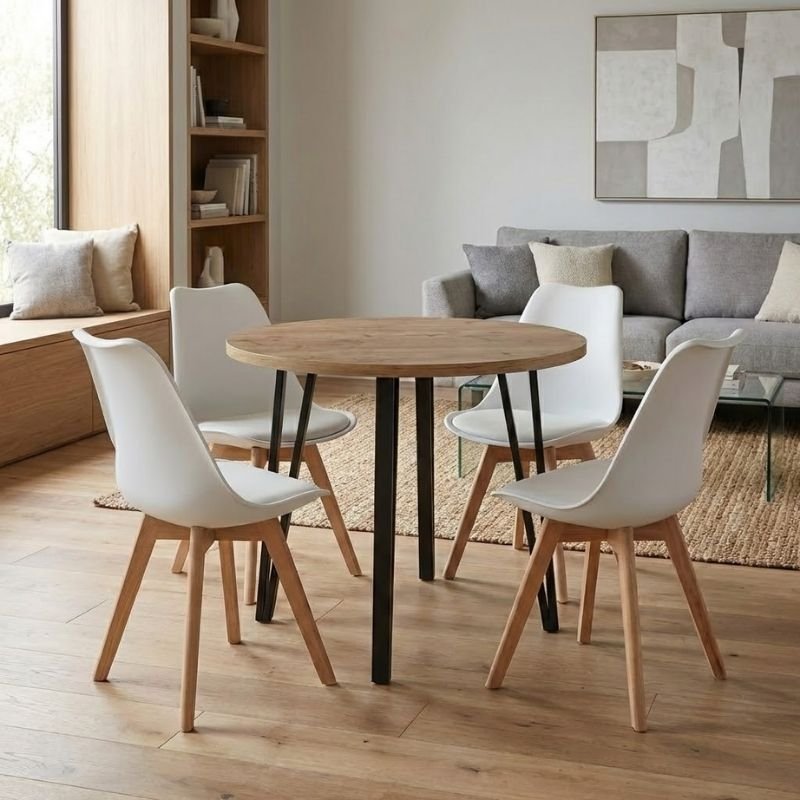 Σετ τραπεζαρία 5τμχ Xana - Viva Megapap χρώμα sepet oak - λευκό Ø90x77 Βρες το Σετ τραπεζαρία 5τμχ Xana - Viva Megapap χρώμα sepet oak - λευκό Ø90x77