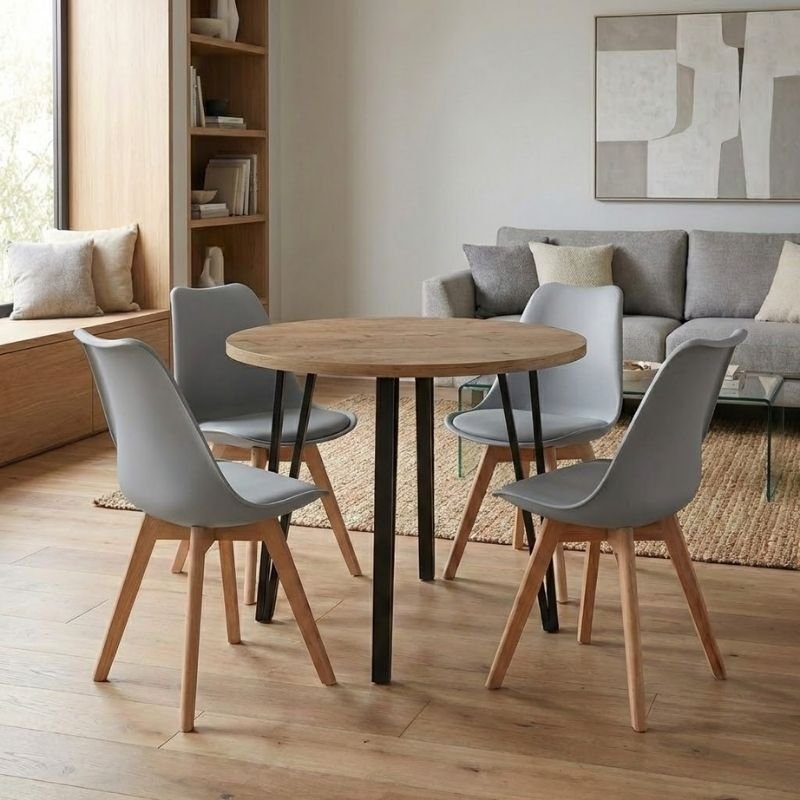 Σετ τραπεζαρία 5τμχ Xana - Viva Megapap χρώμα sepet oak - γκρι Ø90x77 Βρες το Σετ τραπεζαρία 5τμχ Xana - Viva Megapap χρώμα sepet oak - γκρι Ø90x77