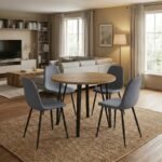 Βρες το Σετ τραπεζαρία 5τμχ Xana - Iris Megapap χρώμα sepet oak - γκρι Ø90x77