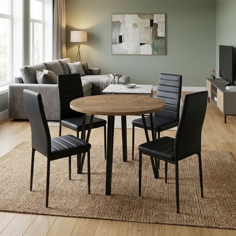 Σετ τραπεζαρία 5τμχ Xana - Rosa Megapap χρώμα sepet oak - μαύρο Ø90x77 Βρες το Σετ τραπεζαρία 5τμχ Xana - Rosa Megapap χρώμα sepet oak - μαύρο Ø90x77