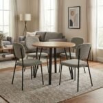 Βρες το Σετ τραπεζαρία 5τμχ Xana - Kevin Megapap χρώμα sepet oak - λαδί Ø90x77