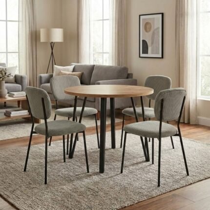 Βρες το Σετ τραπεζαρία 5τμχ Xana - Kevin Megapap χρώμα sepet oak - λαδί Ø90x77