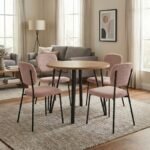 Βρες το Σετ τραπεζαρία 5τμχ Xana - Kevin Megapap χρώμα sepet oak - μόκα Ø90x77