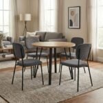 Βρες το Σετ τραπεζαρία 5τμχ Xana - Kevin Megapap χρώμα sepet oak - γκρι Ø90x77